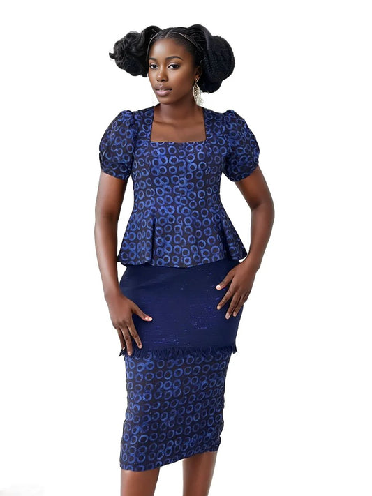 Yeside Laguda aso oke skirt and adire blouse